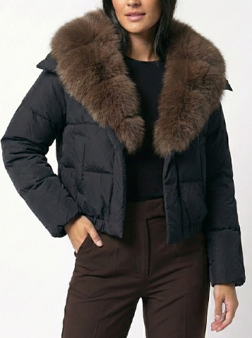 Signature Down Puffer Jacket with Detachable Fur Collar