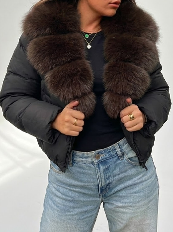Signature Down Puffer Jacket with Detachable Fur Collar