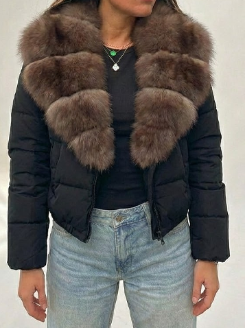 Signature Down Puffer Jacket with Detachable Fur Collar