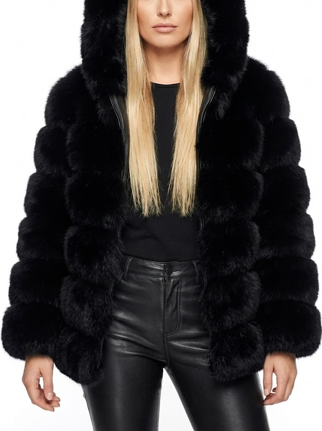 Signature Luxe Faux-Fur Hooded Coat