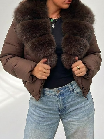 Signature Down Puffer Jacket with Detachable Fur Collar