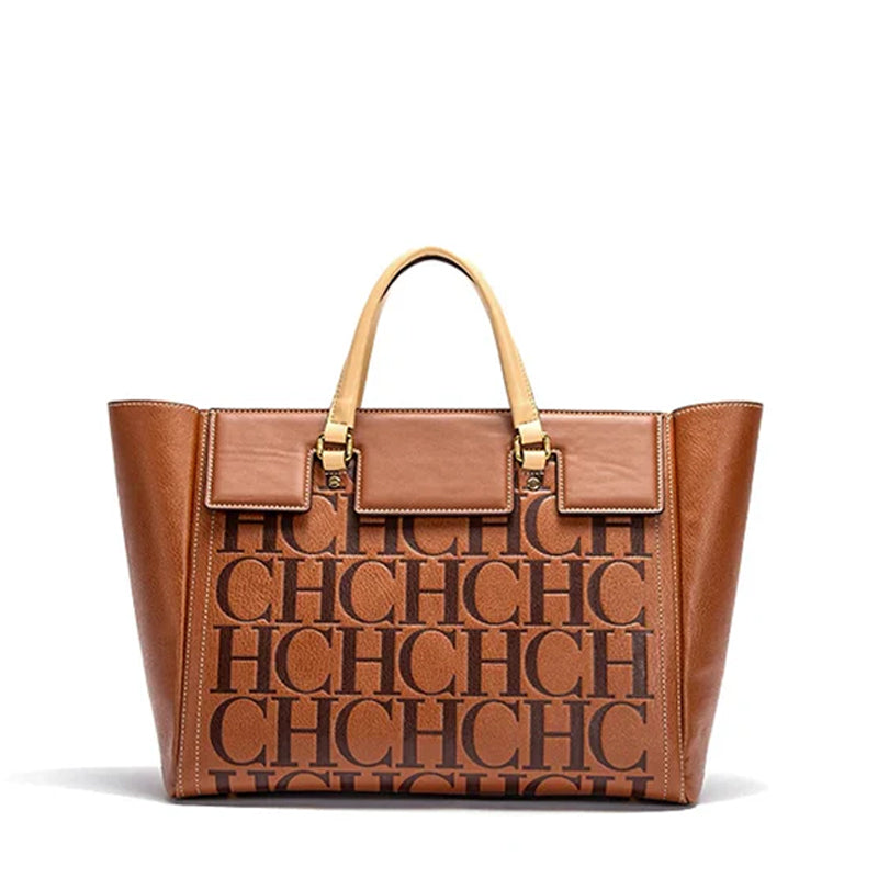 CHCH Embossed Monogram Tote Bag – Large Capacity Business & Everyday Tote