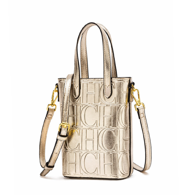 CHCH Luxury Monogram Phone Bag – Textured Crossbody Mini Tote