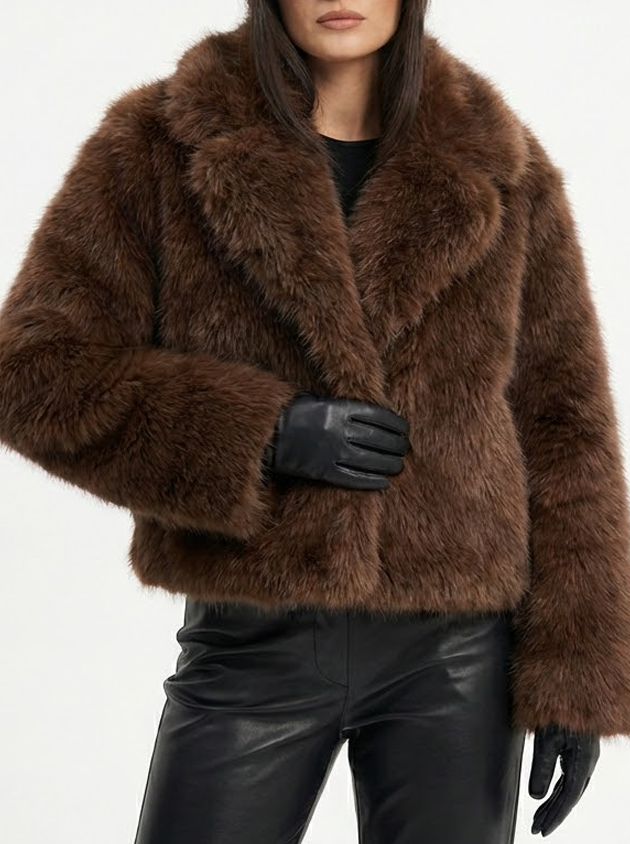 Signature Plush Faux-Fur Short Jacket