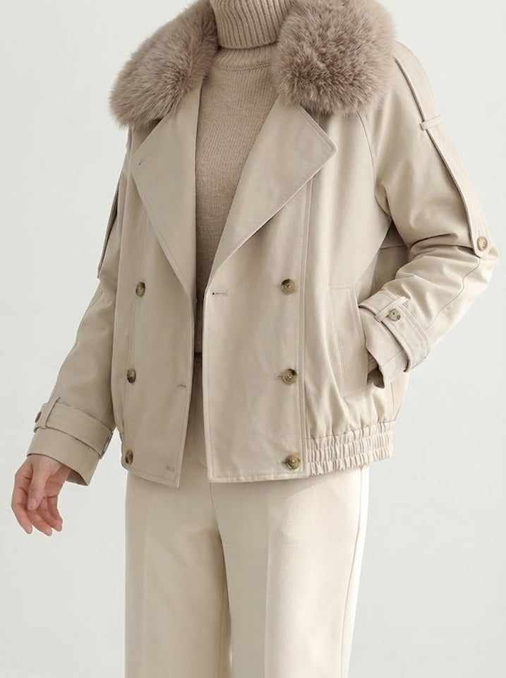 Cropped Double-Breasted Trench Jacket