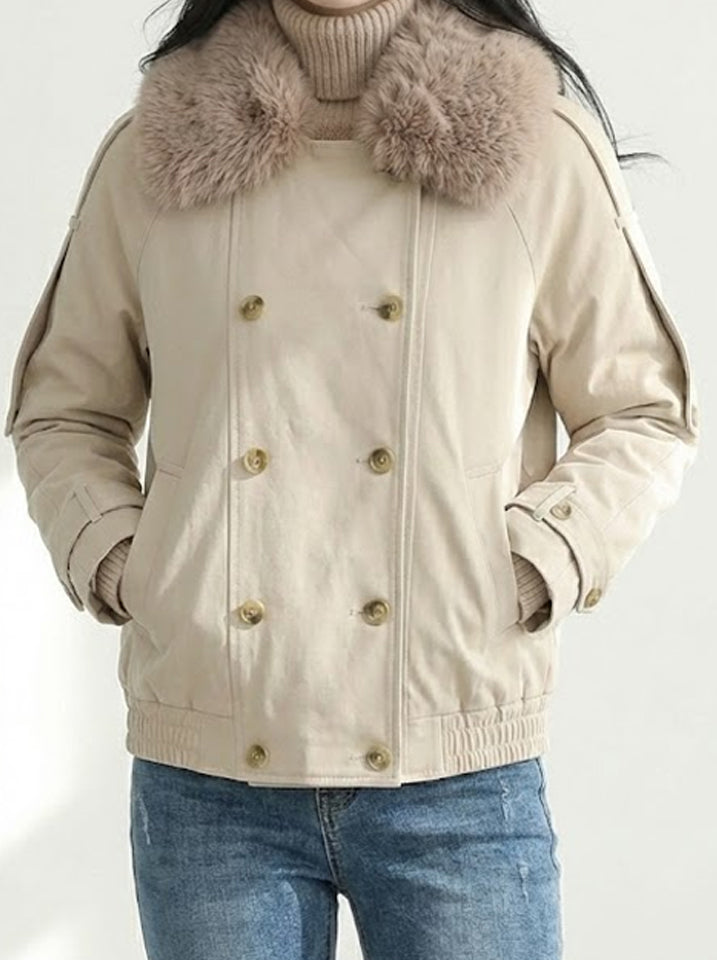 Cropped Double-Breasted Trench Jacket