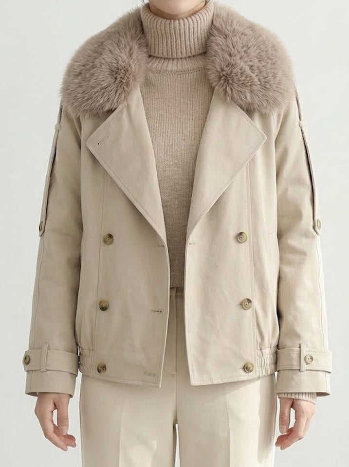 Cropped Double-Breasted Trench Jacket