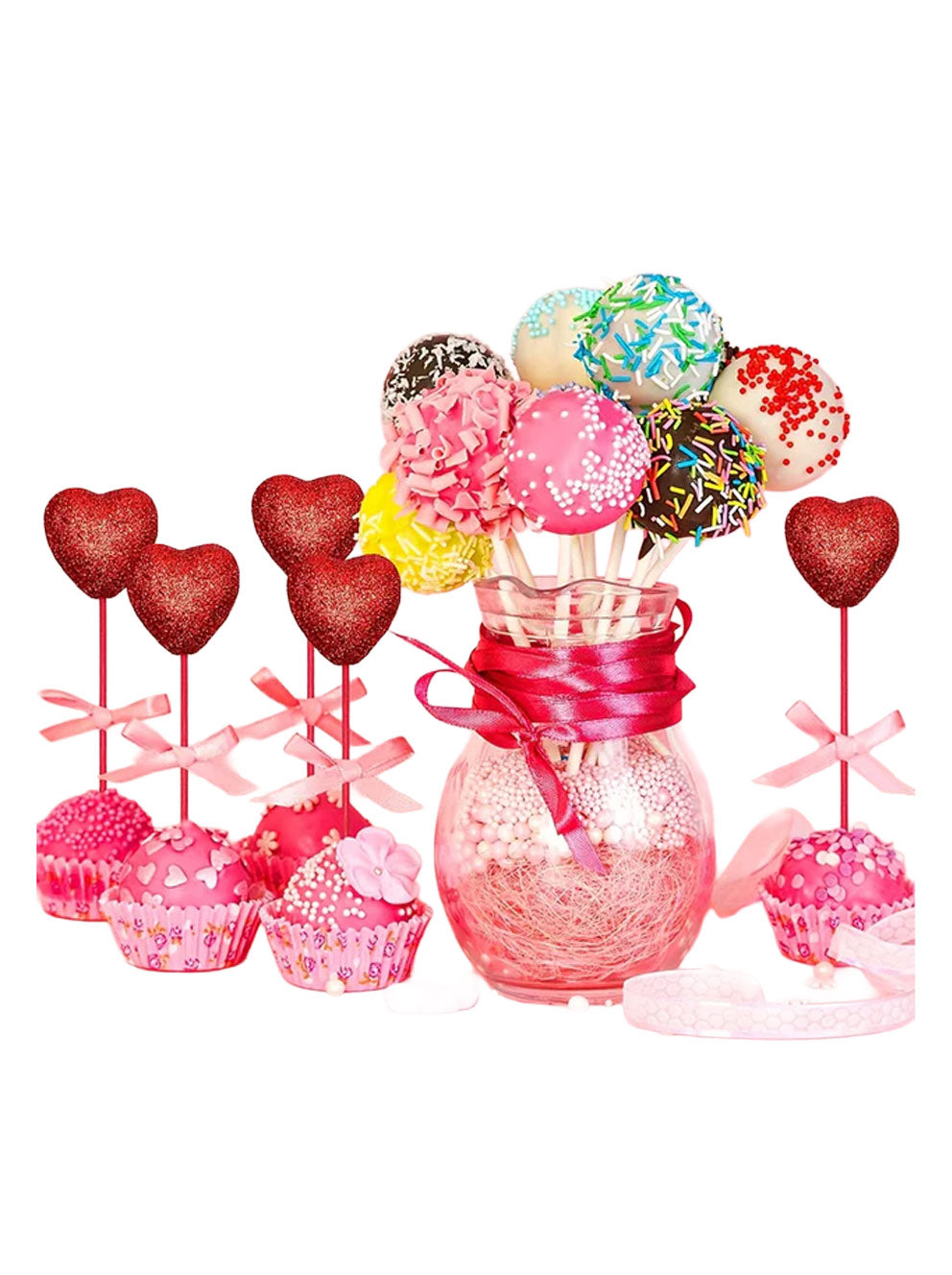 Glitter Heart Picks Set – Valentine’s Day Decoration (5–10 Pieces)