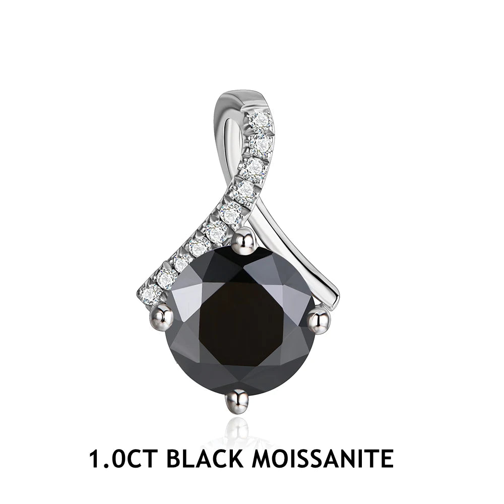 1.0ct Round Moissanite Pendant Necklace — D Color VVS1, 925 Sterling Silver (Certified)