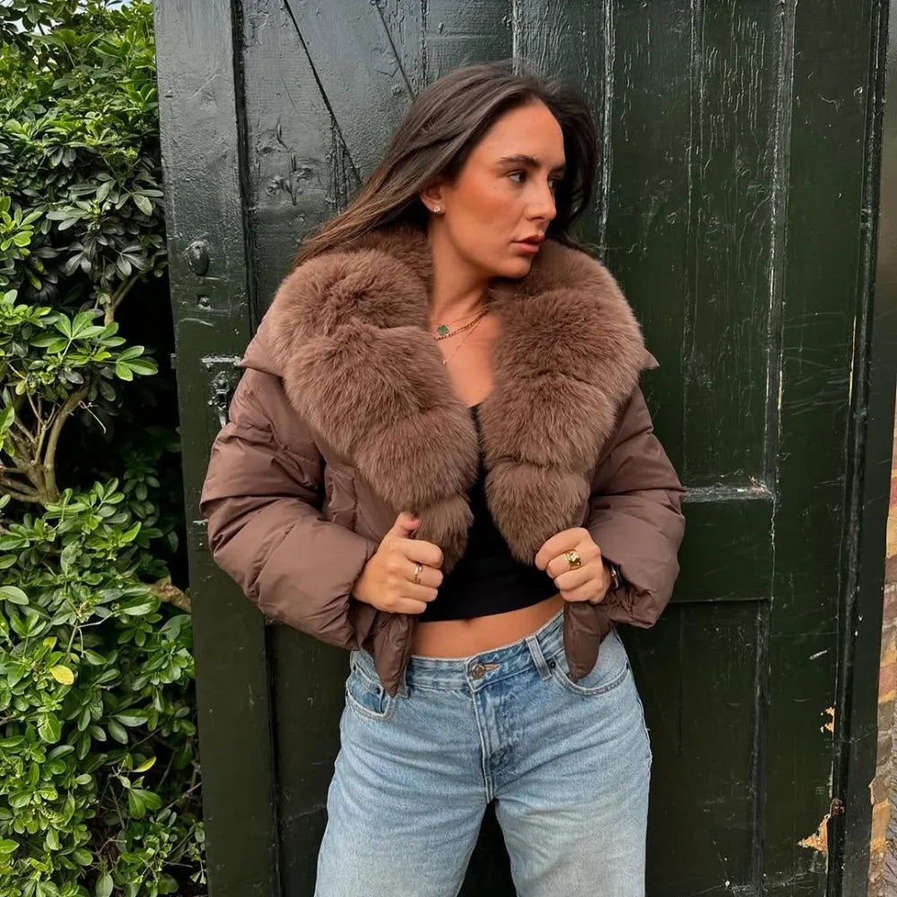 Signature Down Puffer Jacket with Detachable Fur Collar