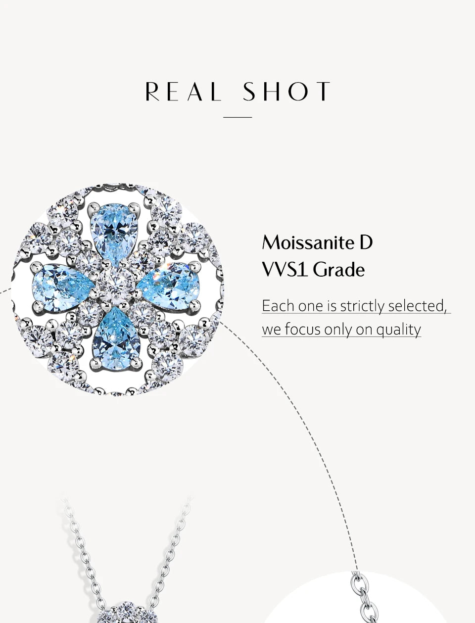 D-Color VVS1 Moissanite Pendant Necklace — 925 Sterling Silver, Rhodium-Plated (Certified)