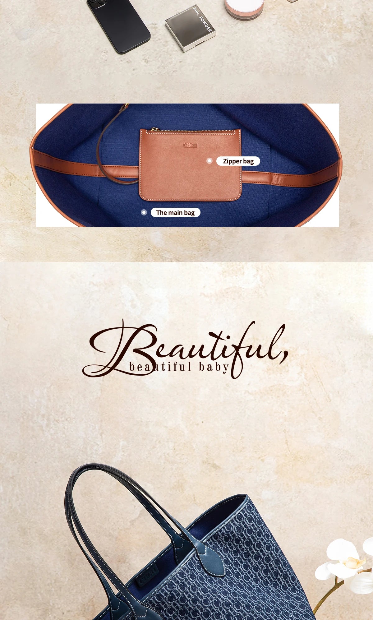 CHCH Luxury Large Capacity Tote Bag – Double-Sided Casual Shopper