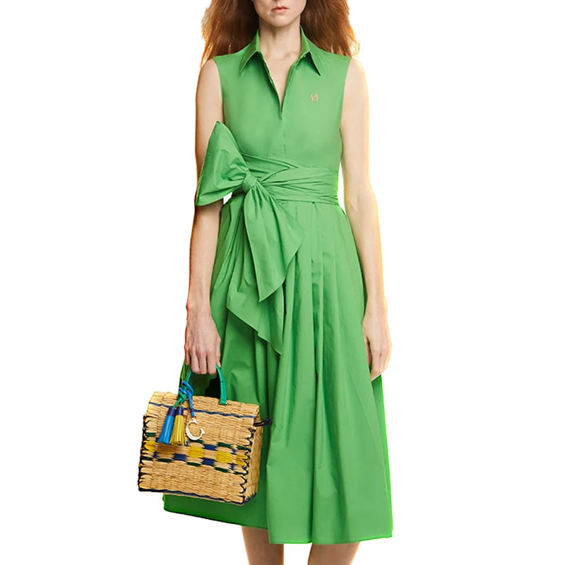 CHCH Sleeveless Elegant Midi Dress – Summer A-Line Office Style