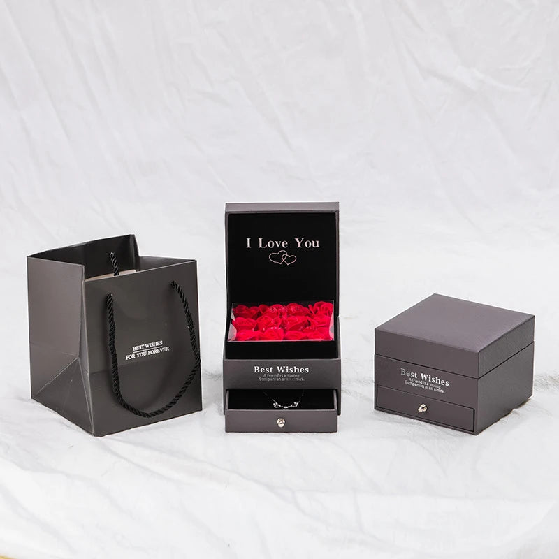 100 Languages “I Love You” Projection Necklace with Rose Gift Box