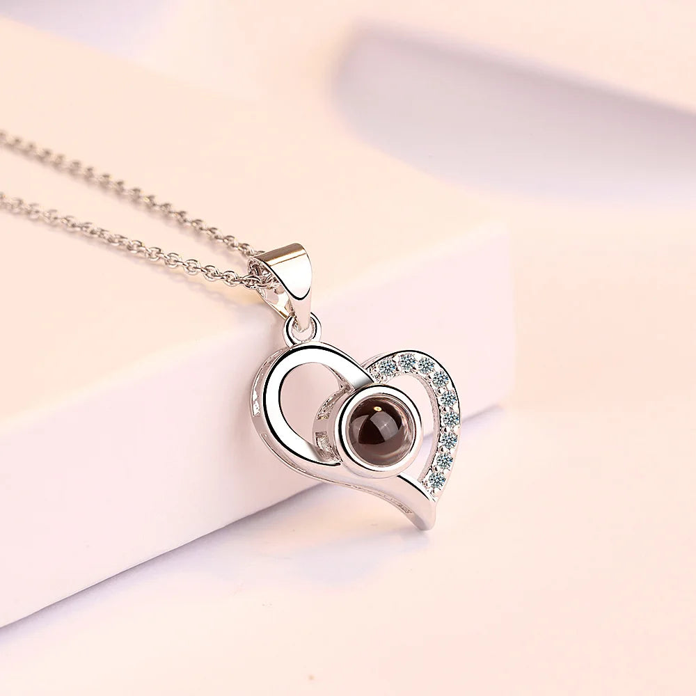 100 Languages “I Love You” Projection Necklace with Rose Gift Box