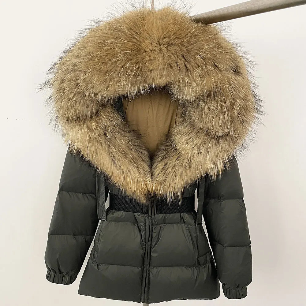 Signature Hooded Down Puffer Jacket with Detachable Fur-Trim Collar