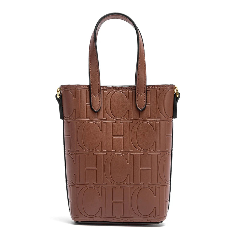 CHCH Luxury Monogram Phone Bag – Textured Crossbody Mini Tote