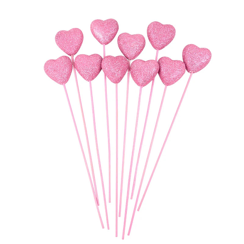 Valentine Heart Cake Toppers Set – Love Cupcake Picks (10–20 Pieces)