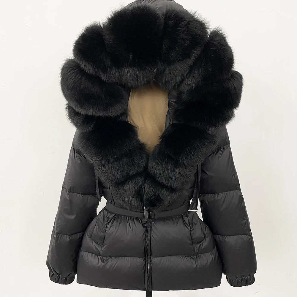 Signature Hooded Down Puffer Jacket with Detachable Fur-Trim Collar