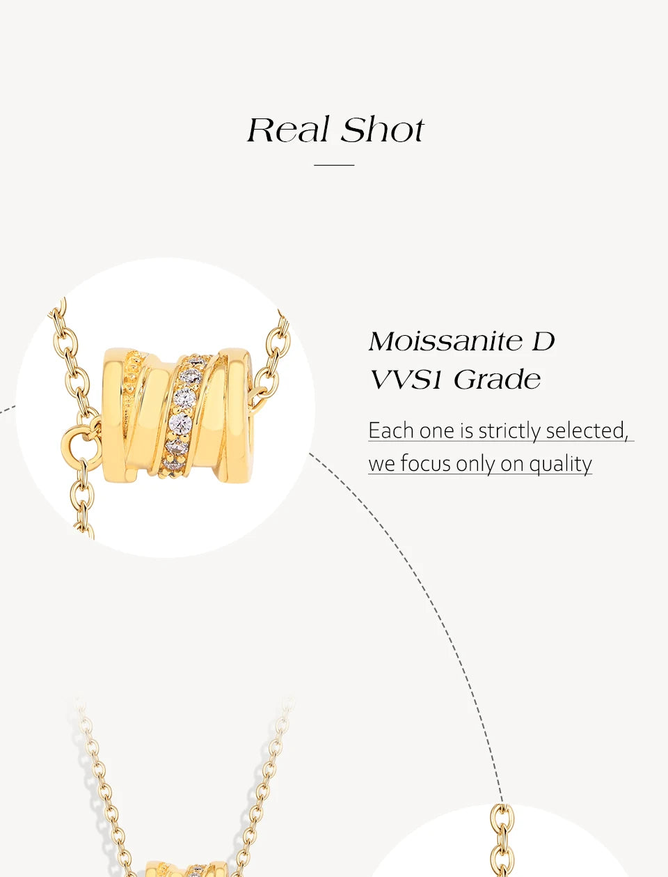 D-Color VVS1 Moissanite Chain Necklace — 925 Sterling Silver (Certified)