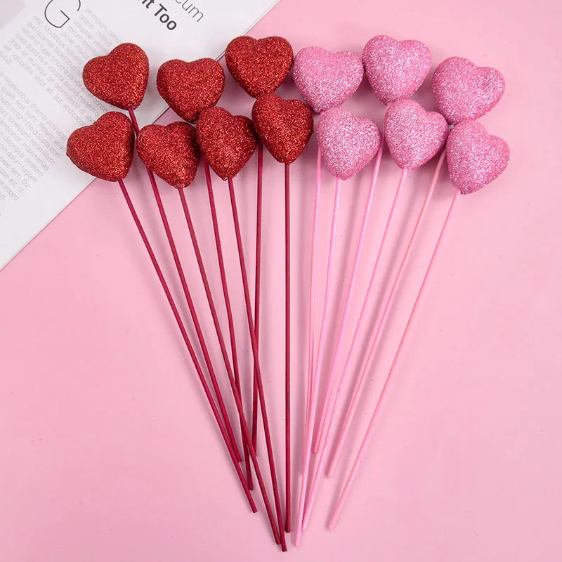 Valentine Heart Cake Toppers Set – Love Cupcake Picks (10–20 Pieces)