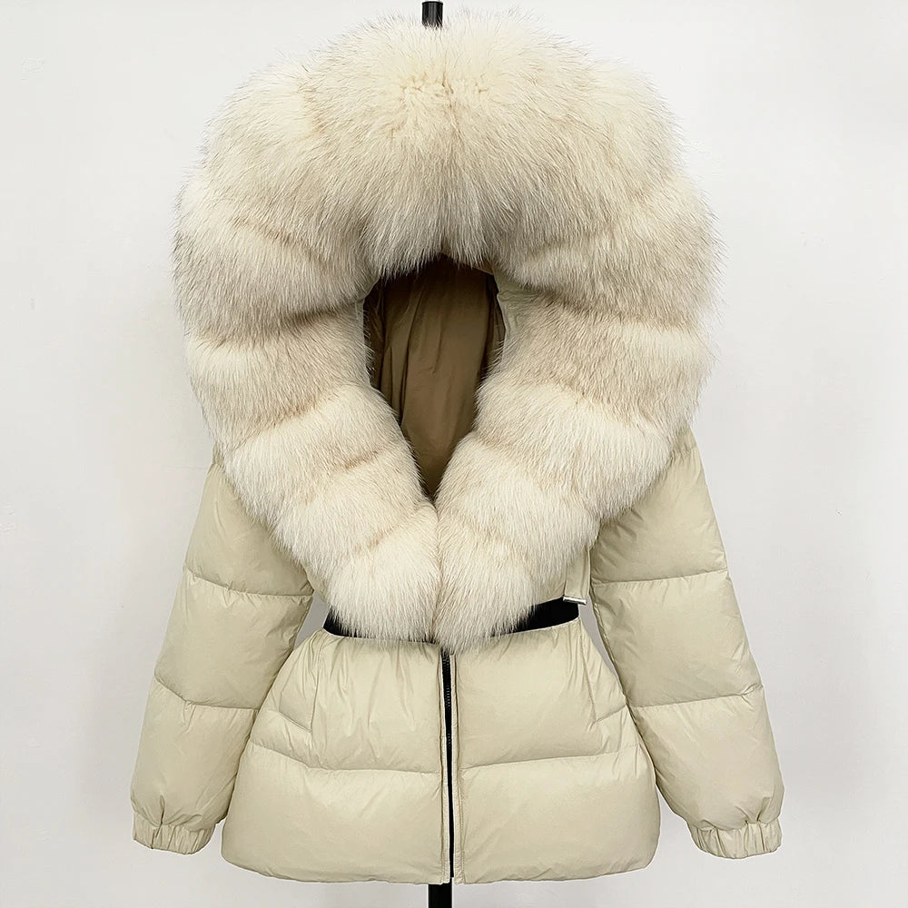 Signature Hooded Down Puffer Jacket with Detachable Fur-Trim Collar