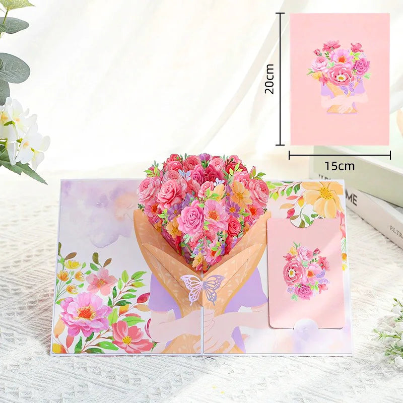 3D Pop-Up Flower Greeting Card – Romantic Valentine & Special Occasion Card