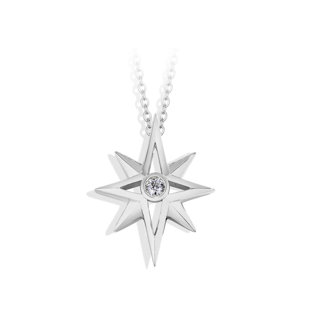 Star Moissanite Pendant Necklace — D Color VVS1, 925 Sterling Silver (Certified)