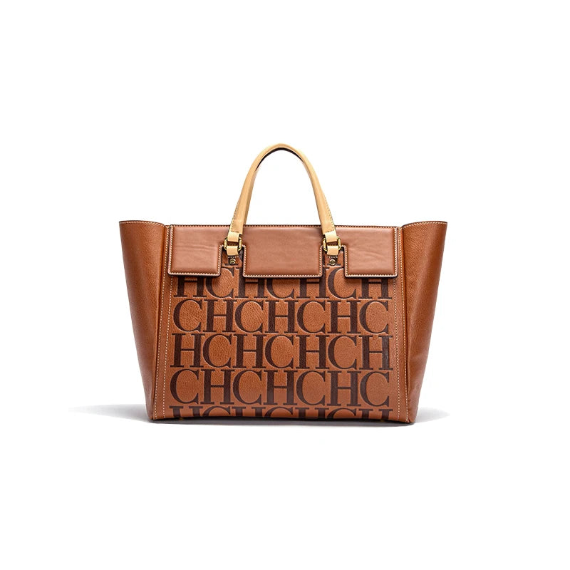 CHCH Embossed Monogram Tote Bag – Large Capacity Business & Everyday Tote