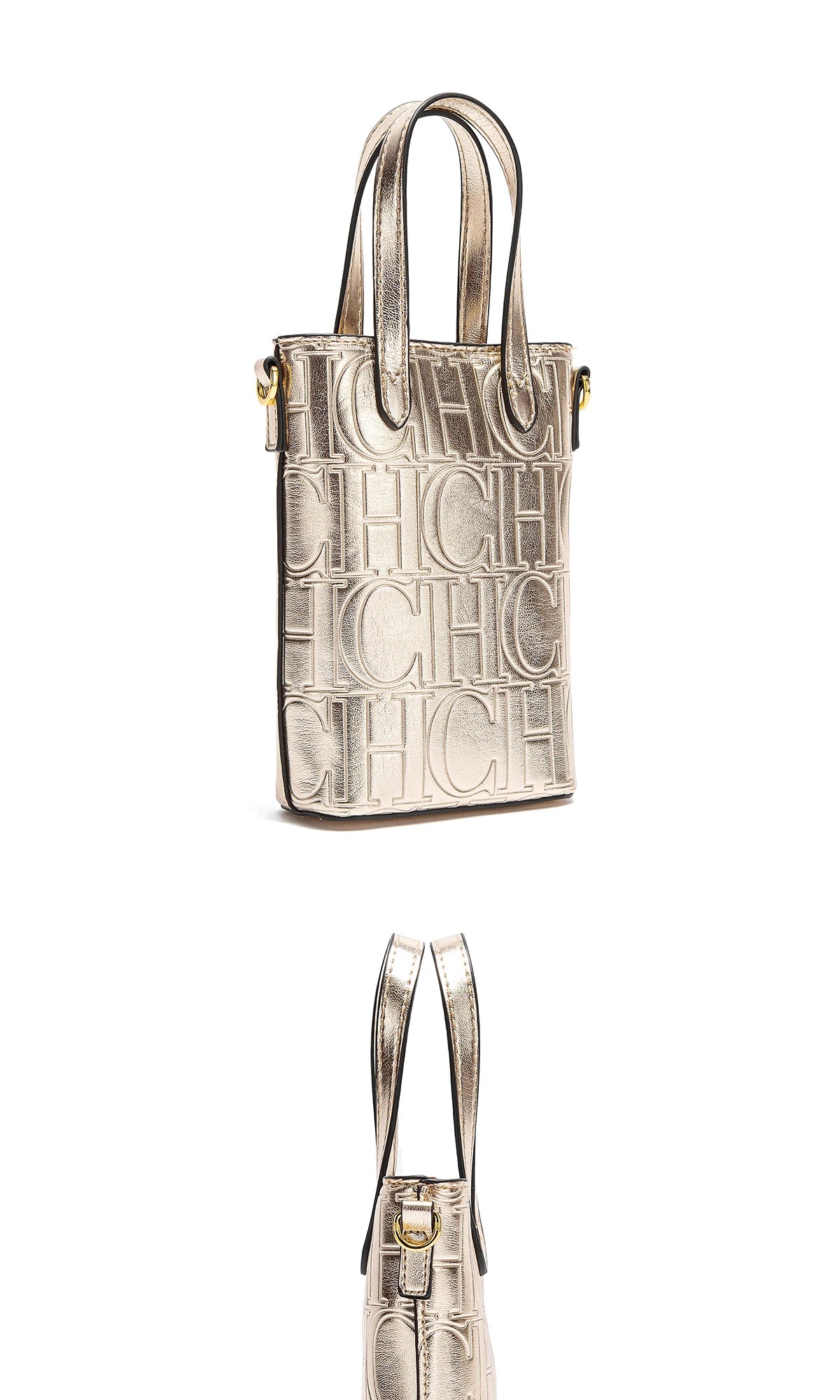 CHCH Luxury Monogram Phone Bag – Textured Crossbody Mini Tote