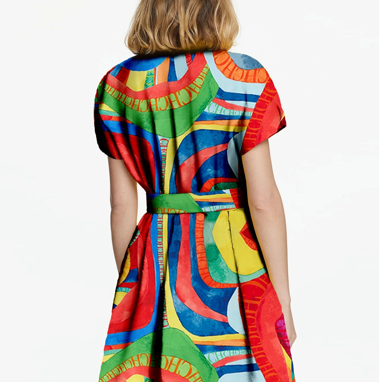 CHCH Printed Summer Midi Dress – Elegant Belted A-Line Women Dress