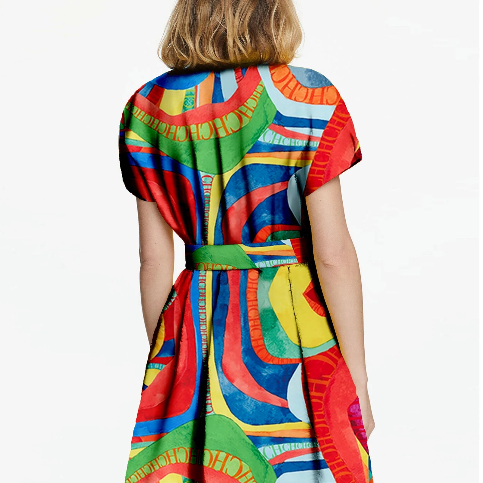 CHCH Printed Summer Midi Dress – Elegant Belted A-Line Women Dress