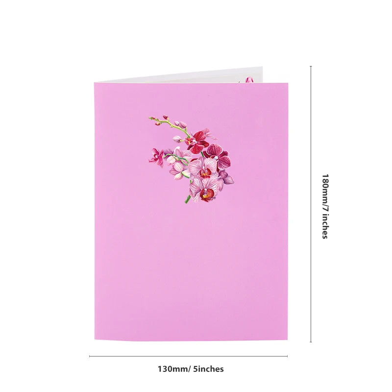 3D Orchid Pop-Up Greeting Card with Envelope – Elegant Floral Surprise Card