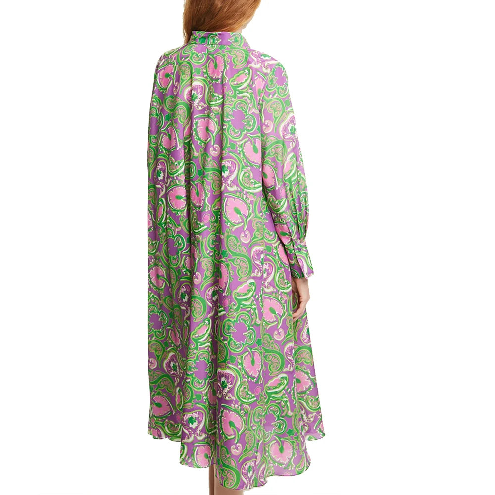 CHCH Floral Maxi Shirt Dress – Elegant Long Sleeve Summer Dress