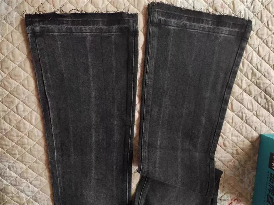 High-Waist Flare Jeans — Distressed Finish, Medium Stretch