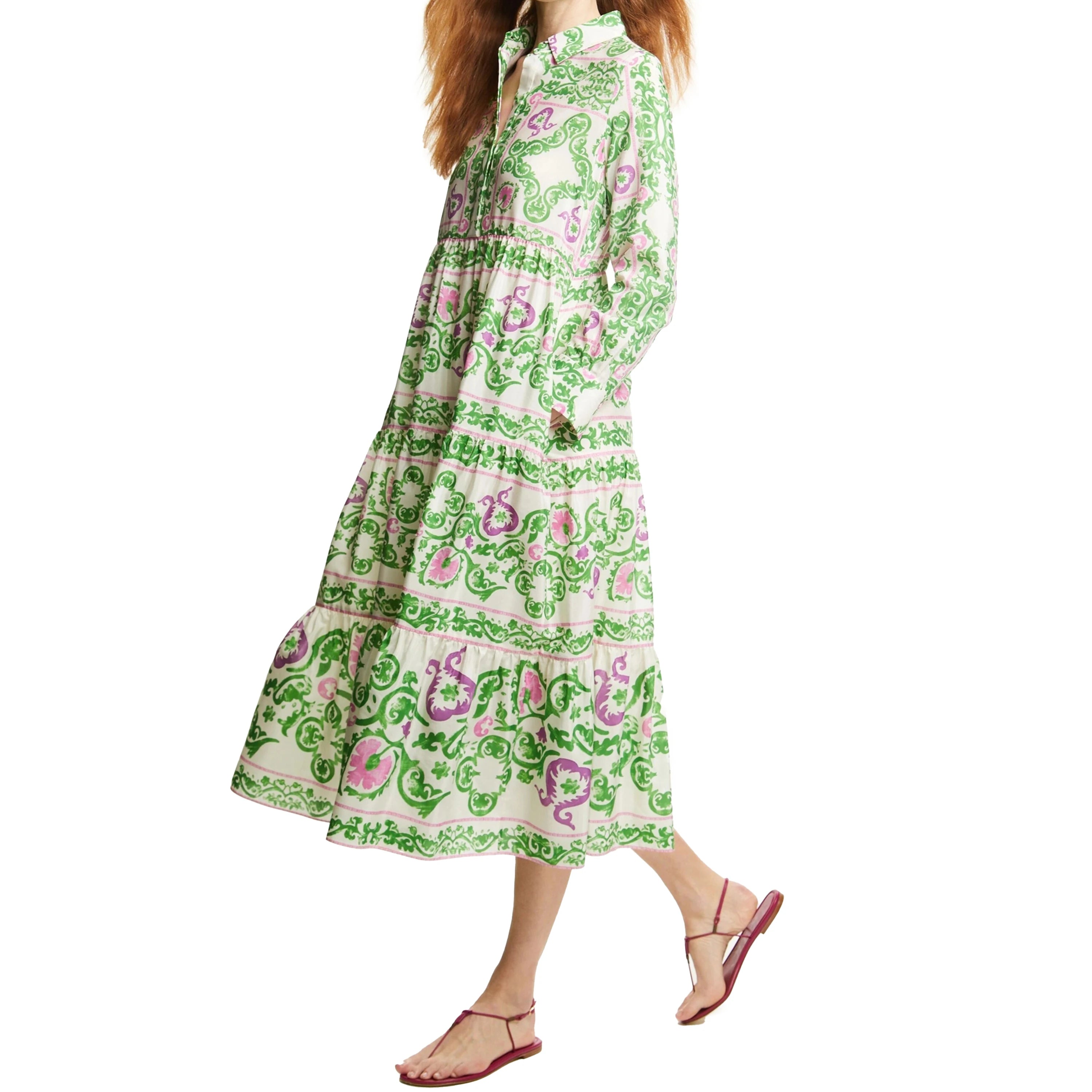 CHCH Floral Midi Dress – Elegant Summer Loose Shirt Dress