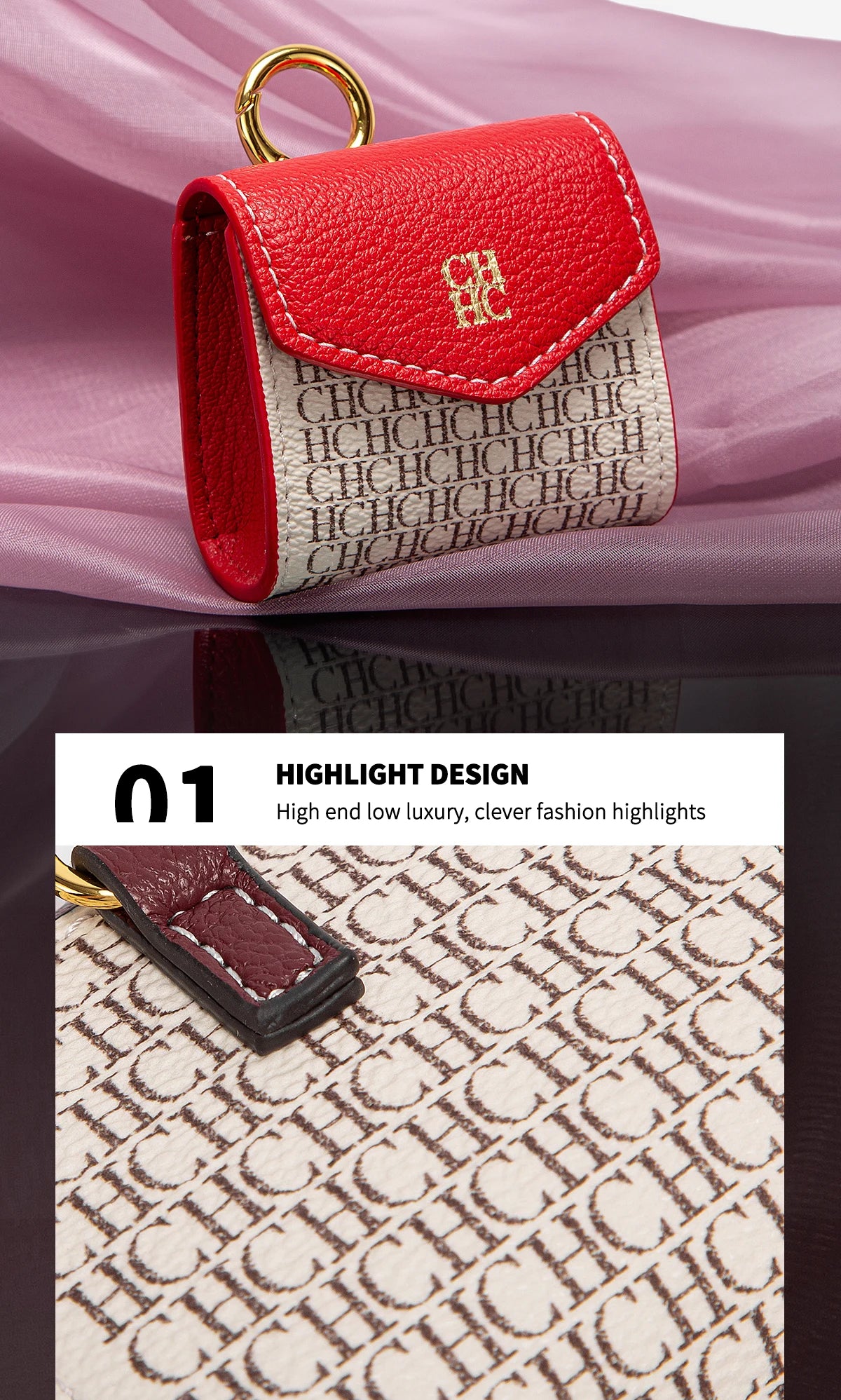 CHCH Luxury Signature Monogram Key Pouch – Mini Wallet Edition