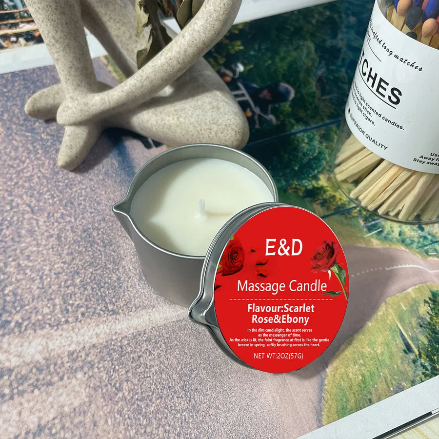 Rose Scented Massage Oil Candle – Romantic Aromatherapy Spa Candle