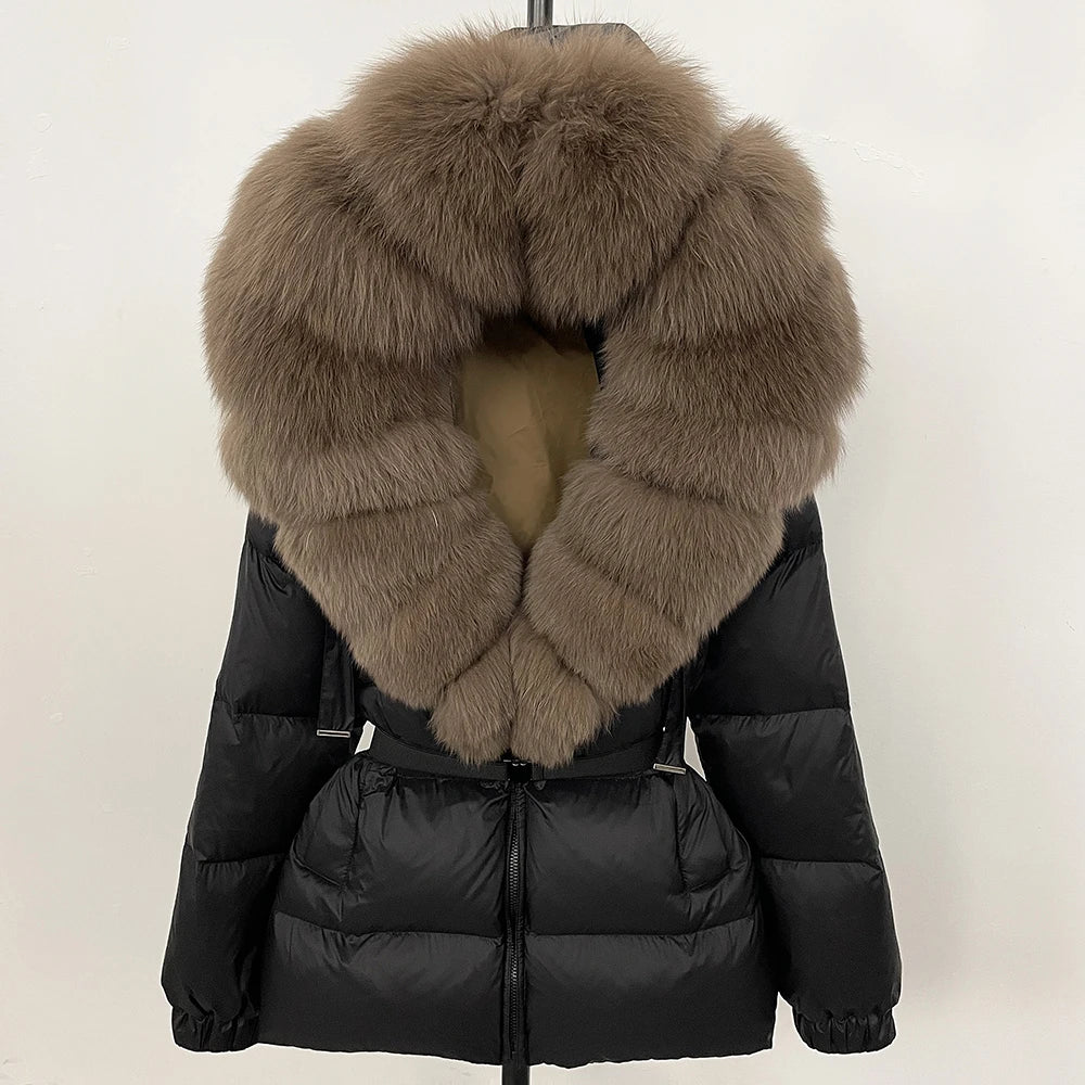 Signature Hooded Down Puffer Jacket with Detachable Fur-Trim Collar