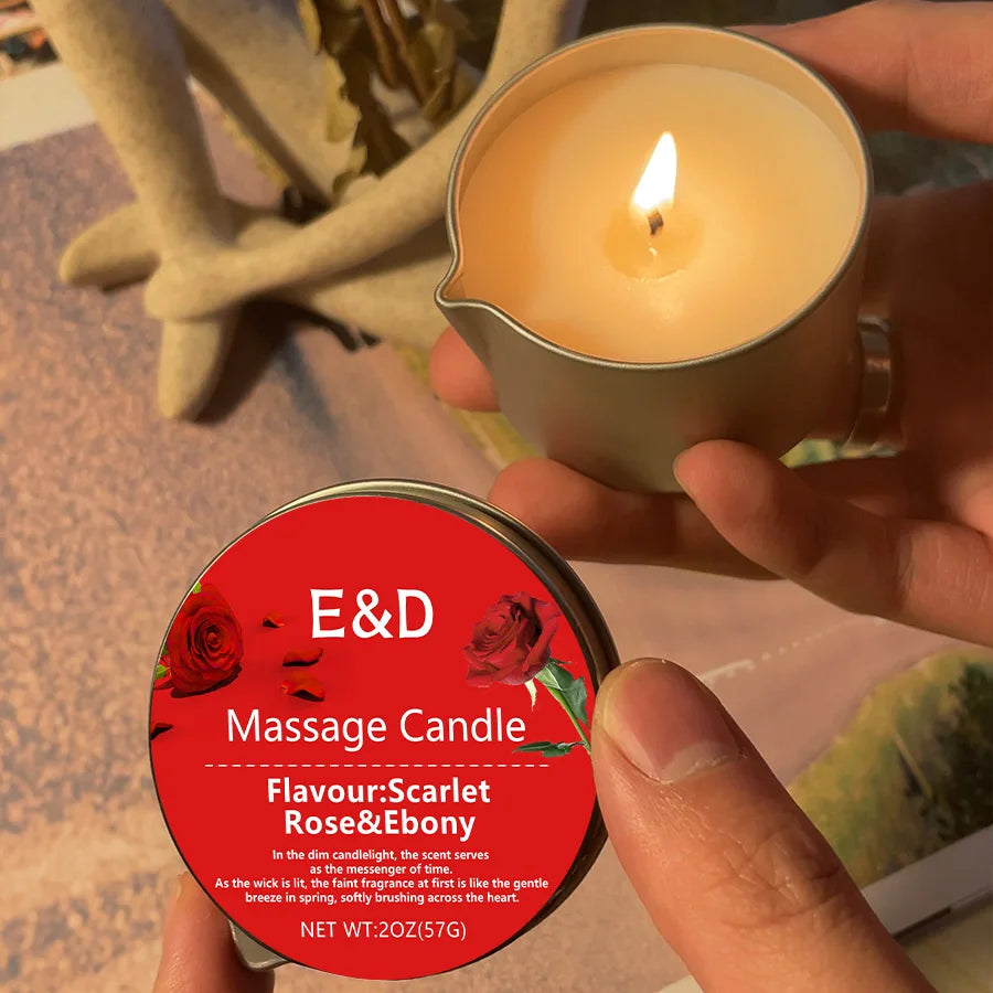 Rose Scented Massage Oil Candle – Romantic Aromatherapy Spa Candle