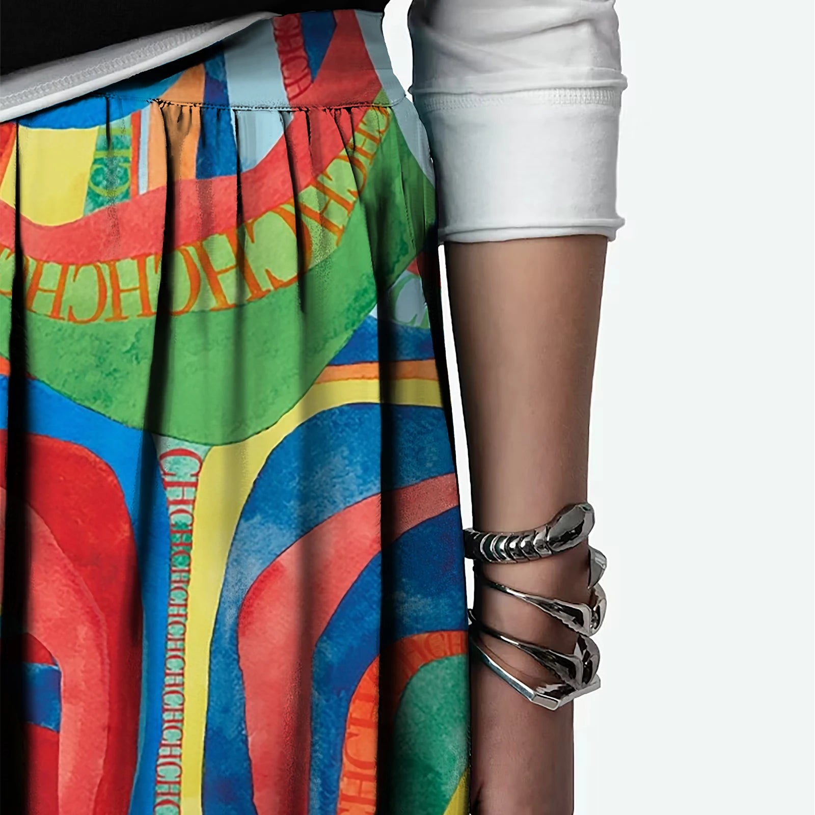 CHCH Printed Lace Midi Skirt – Elegant Summer A-Line Women Skirt