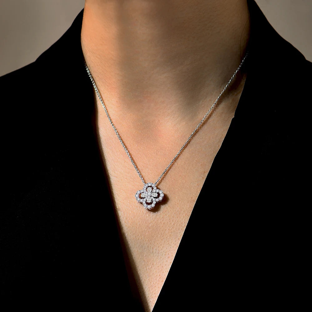 D-Color VVS1 Moissanite Pendant Necklace — 925 Sterling Silver, Rhodium-Plated (Certified)