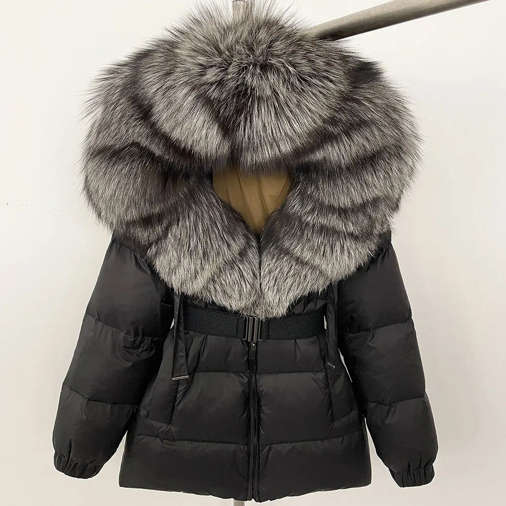 Signature Hooded Down Puffer Jacket with Detachable Fur-Trim Collar