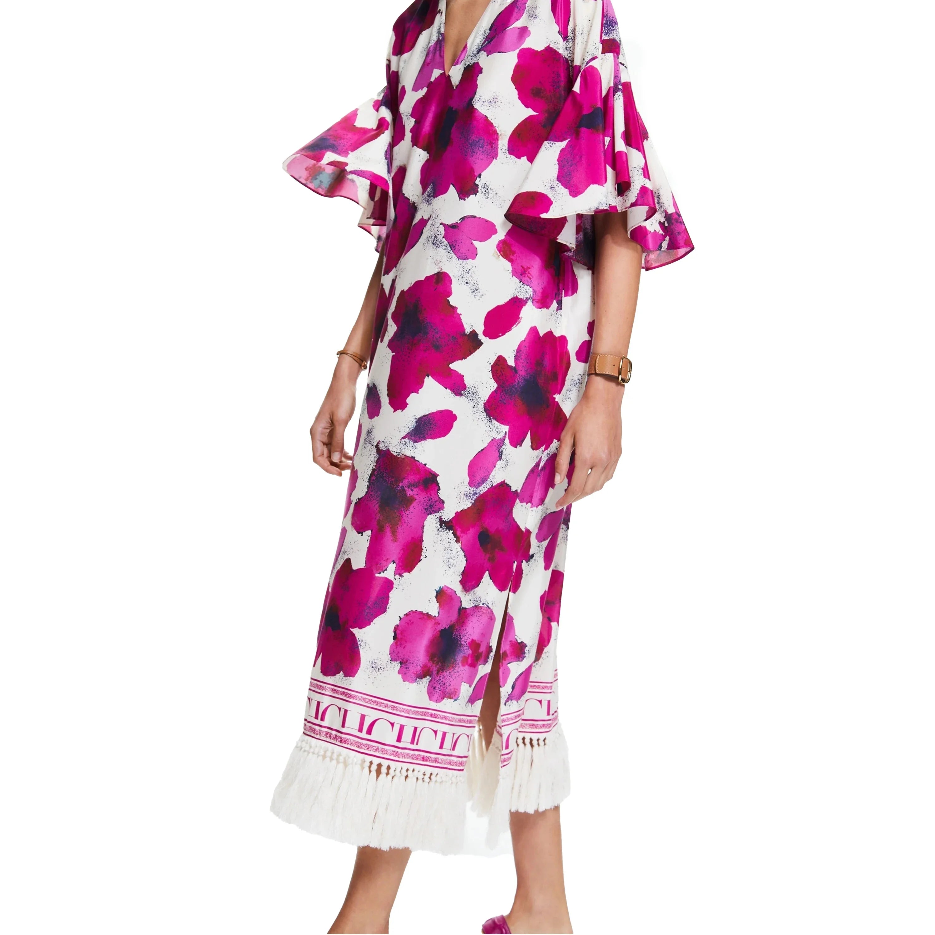 CHCH Floral Maxi Dress – Elegant Summer V-Neck Loose Fit