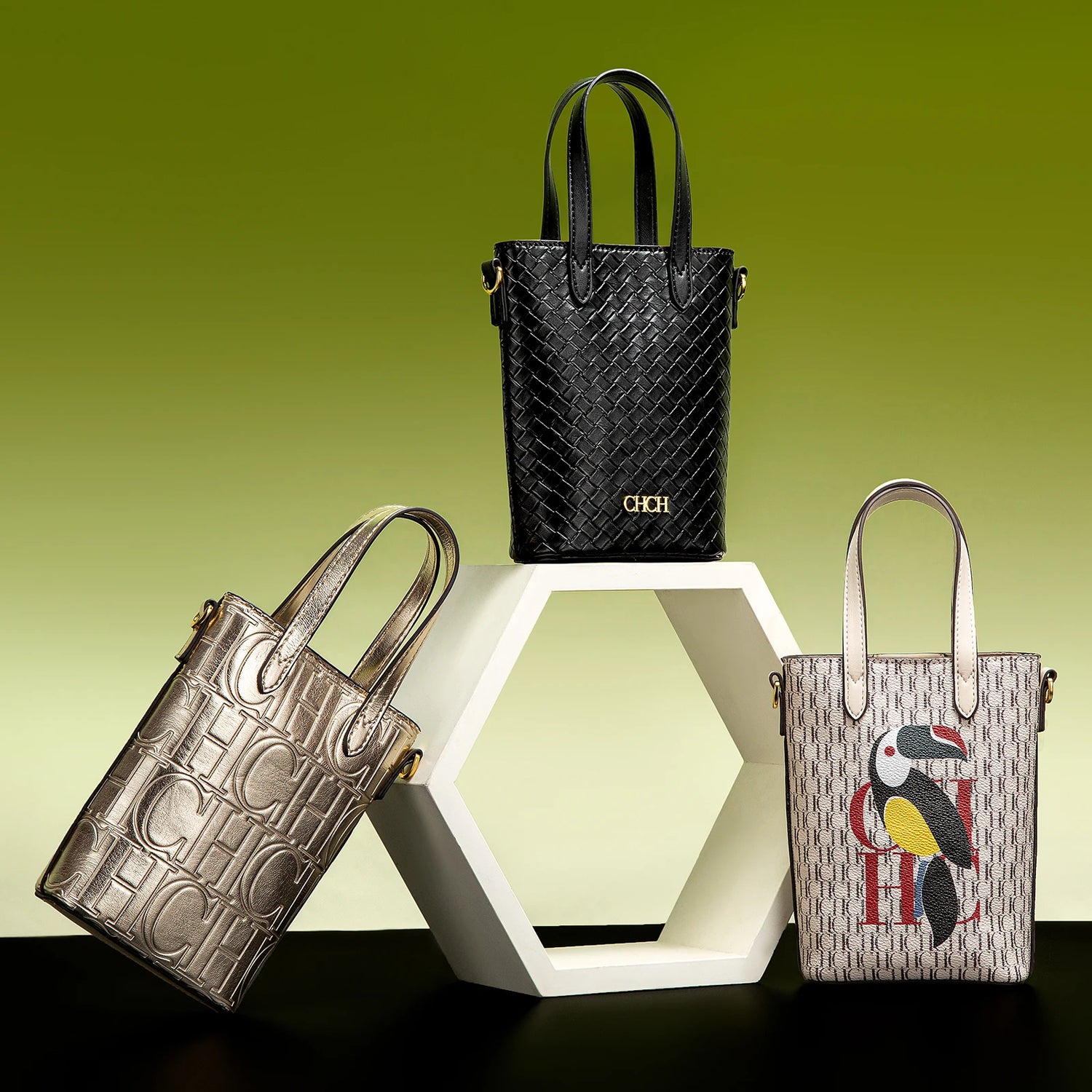 CHCH Luxury Monogram Phone Bag – Textured Crossbody Mini Tote