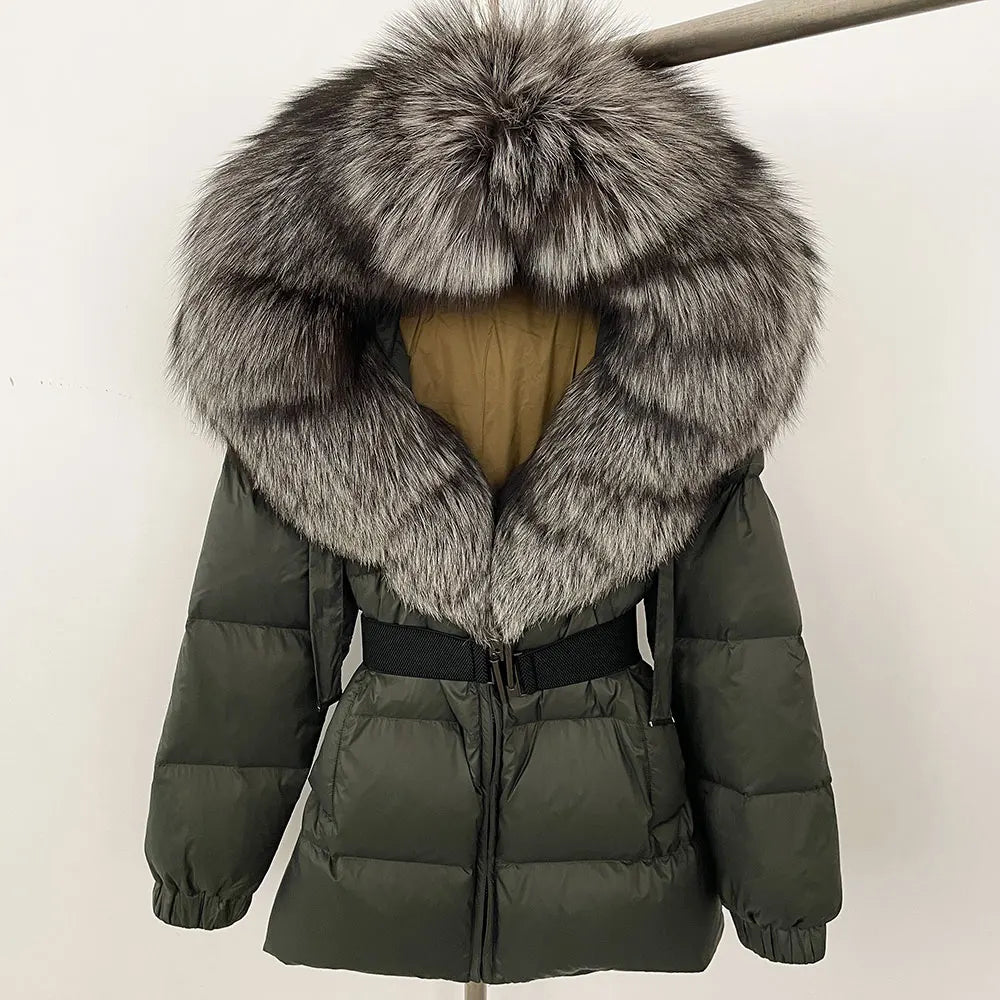 Signature Hooded Down Puffer Jacket with Detachable Fur-Trim Collar