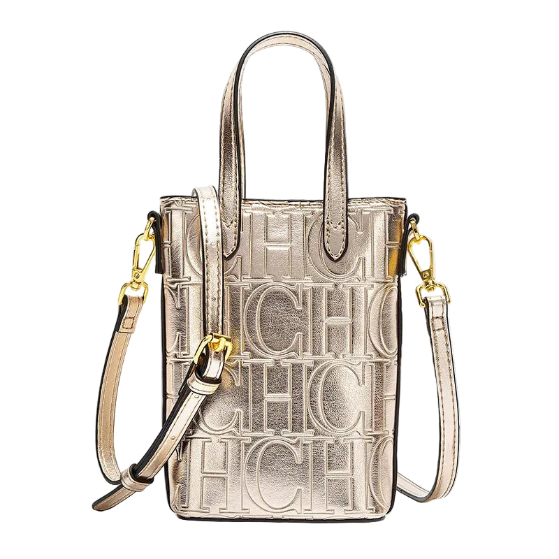 CHCH Luxury Monogram Phone Bag – Textured Crossbody Mini Tote
