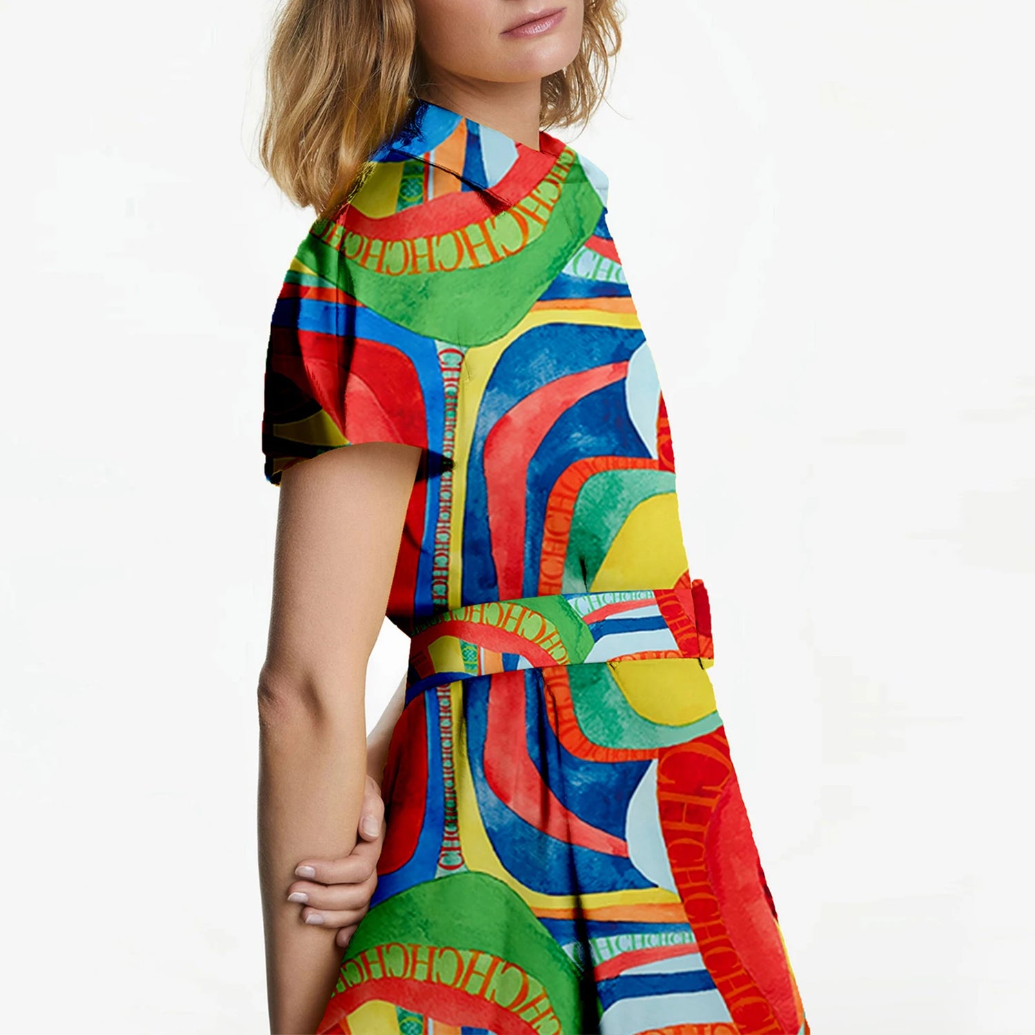 CHCH Printed Summer Midi Dress – Elegant Belted A-Line Women Dress