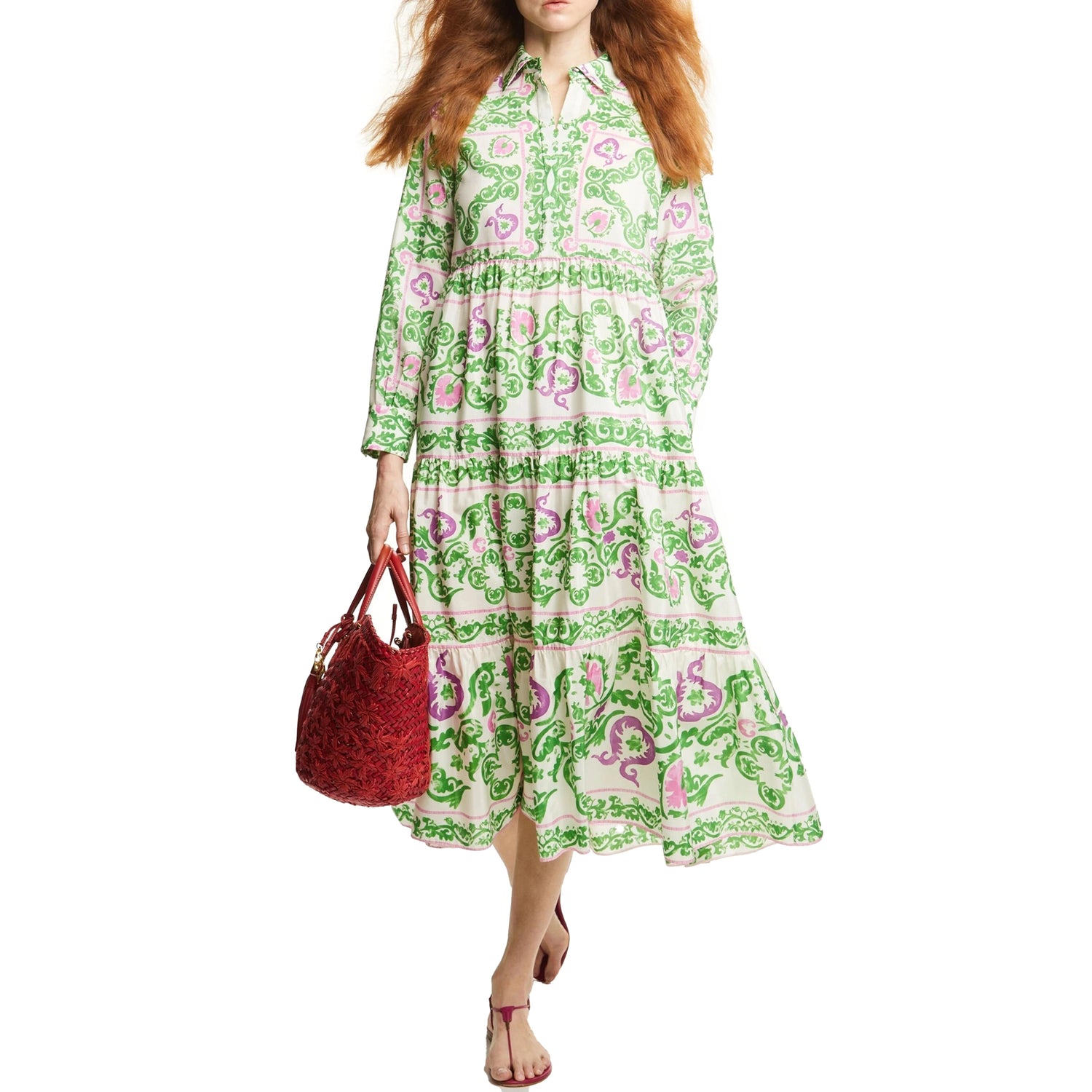 CHCH Floral Midi Dress – Elegant Summer Loose Shirt Dress