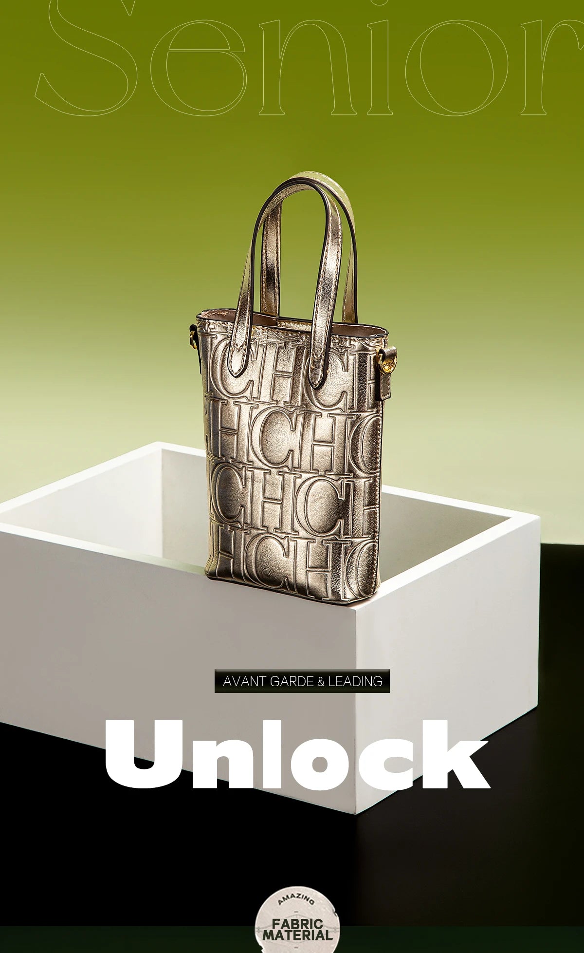 CHCH Luxury Monogram Phone Bag – Textured Crossbody Mini Tote